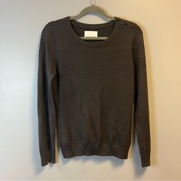 Samsoe Samsoe Sweater Charcoal Gray Aino O-Neck Classic Crew Neck Knit Sz L GUC - Picture 2 of 14
